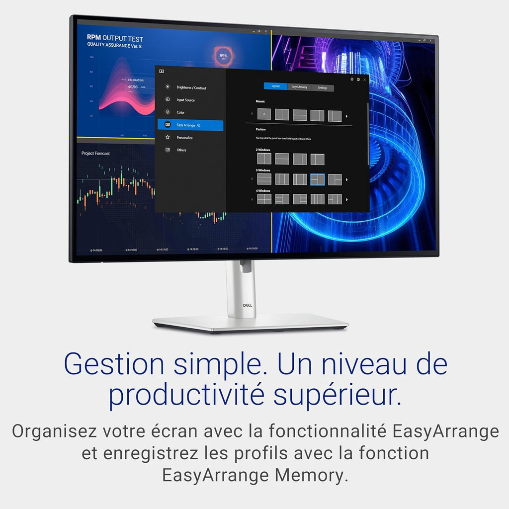 U2724D UltraSharp 27" QHD (2560x1440) Écran PC, 120Hz, IPS Black, 5ms, 98 pour cent DCI-P3, 2X USB-C, 2X DisplayPort, HDMI, 3X USB, Garantie 3 Ans, Argent
