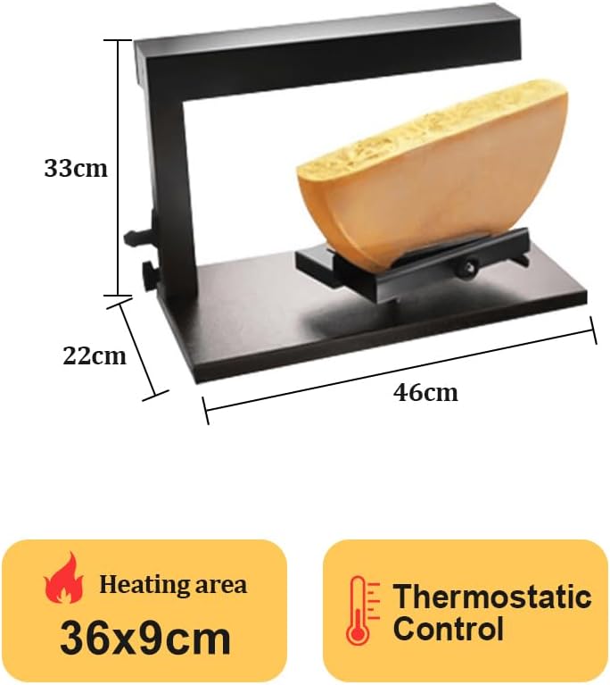 Appareil à Raclette Grille à Raclette Plaque à Raclette au Fromage Rotatif et Réglable 750W Distributeur de Fromage Nacho Angle Réglable Chauffage Rapide