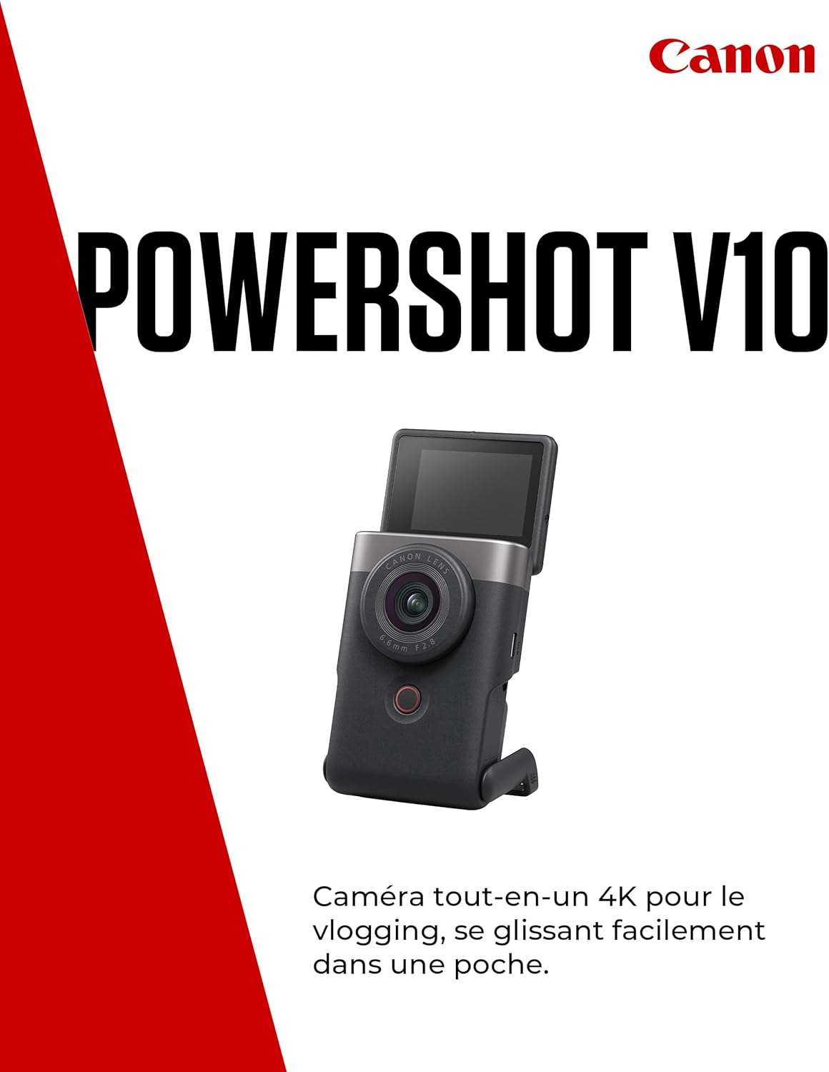 Canon PowerShot V10 Vlogging Starter Kit – Conçu pour Les Vloggers d’entrée de Gamme, cet Appareil Photo vlogging 4K Tout-en-Un Qui se Glisse Facilement dans la Poche, Argent