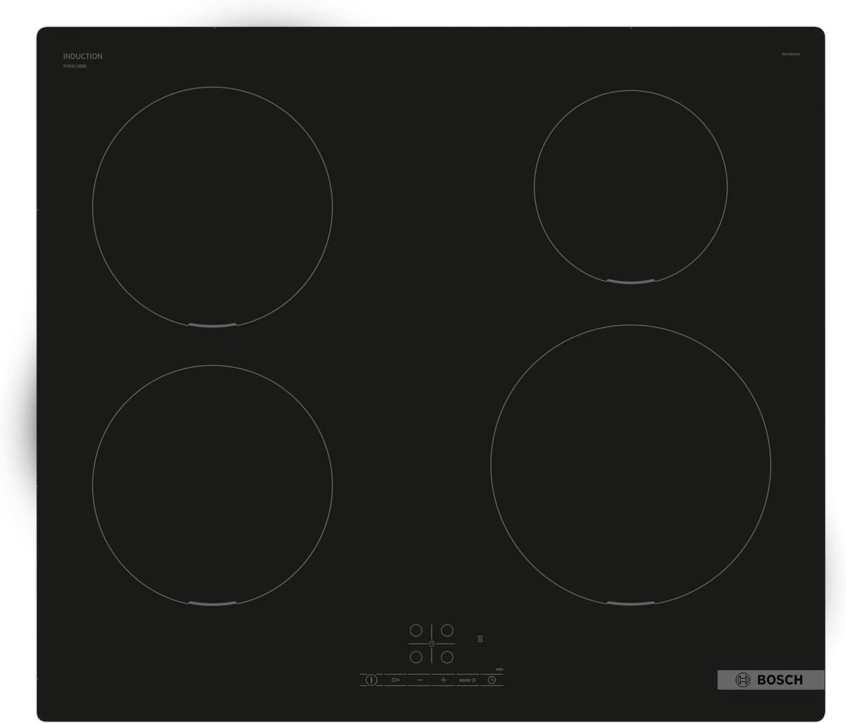 Bosch PUE611BB5E, Série 4, plaque à Induction, 4 foyers, 60 cm, Puissance 4600 W, Noir