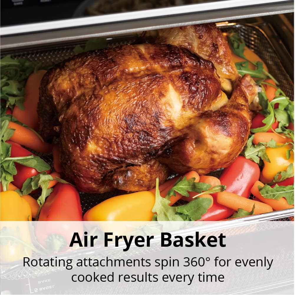 Aria Air Fryers ATO-898 Friteuse à air pour four grille-pain, 30 L, acier inoxydable brossé