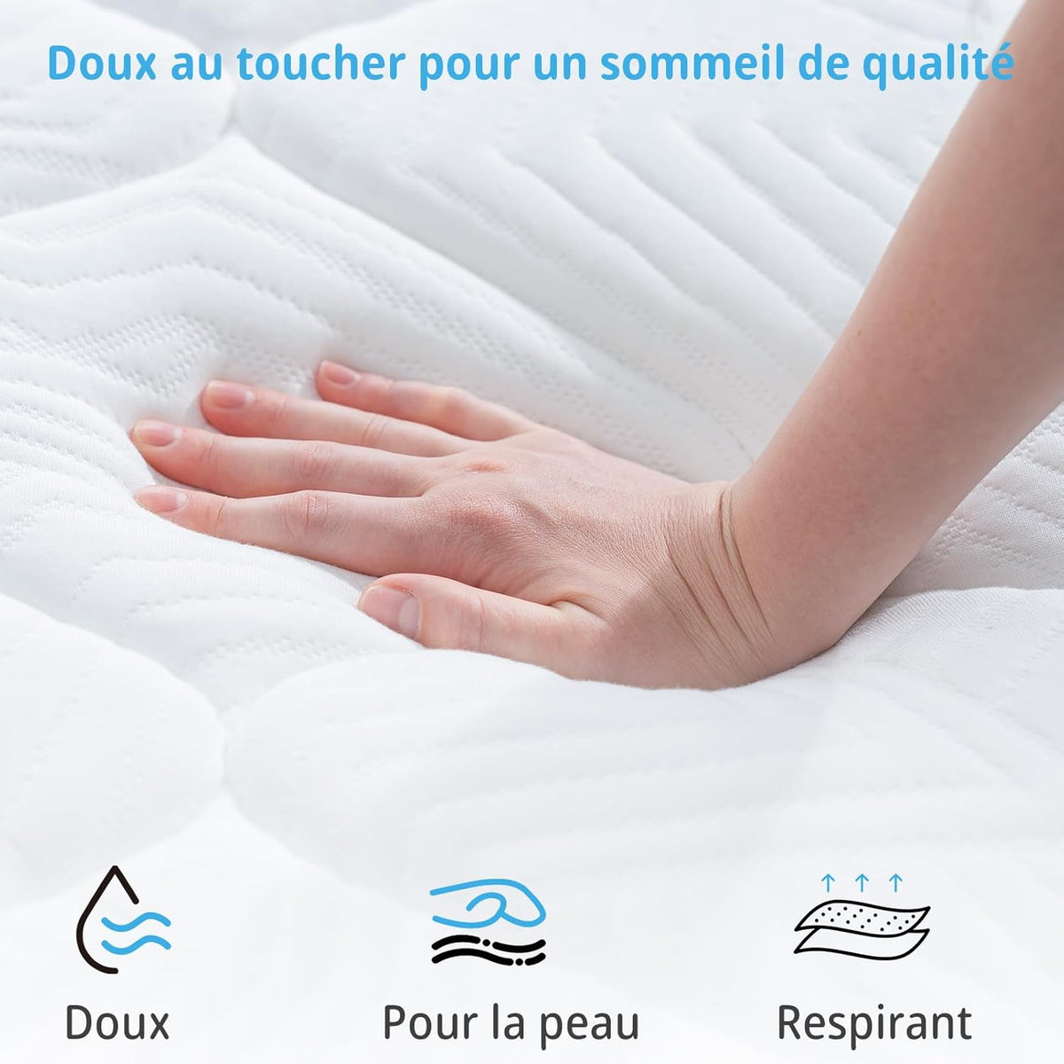 INMOKO Matelas180x200 cm, 10 Couches, Matelas à Ressorts ensachés, Hauteur de 25 cm, Soutien en 7 Zones, Design Ergonomique,Durable, réversible, fermeté Moyenne (H3/H4)