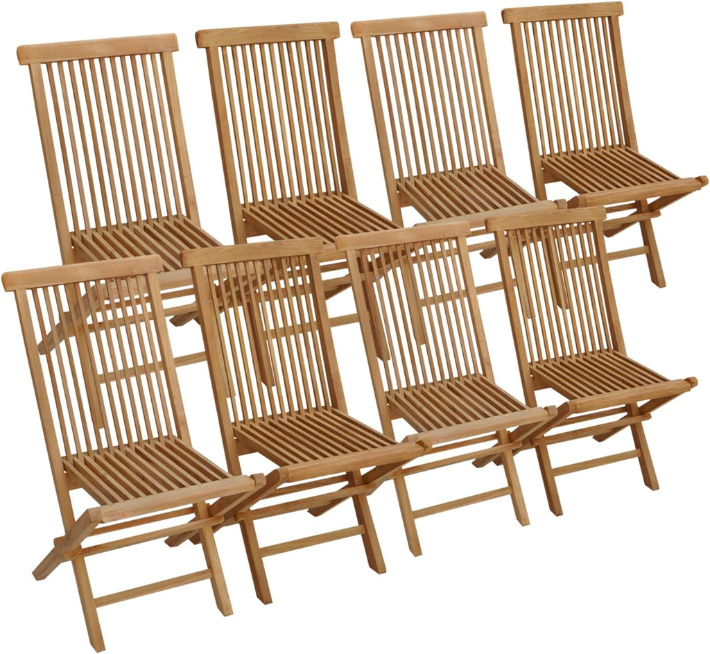 Happy Garden Lot de 8 chaises de Jardin Pliantes en Teck Lombok.