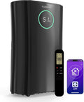 KLARSTEIN DryFy ProConnect 24L Déshumidificateur Smart, Wi-FI, 24h Minuterie, Filtre Charbon Actif, Silencieux, Réservoir 4L, Portable, pour Maison & Bureau, Jusqu'à 36m², Noir