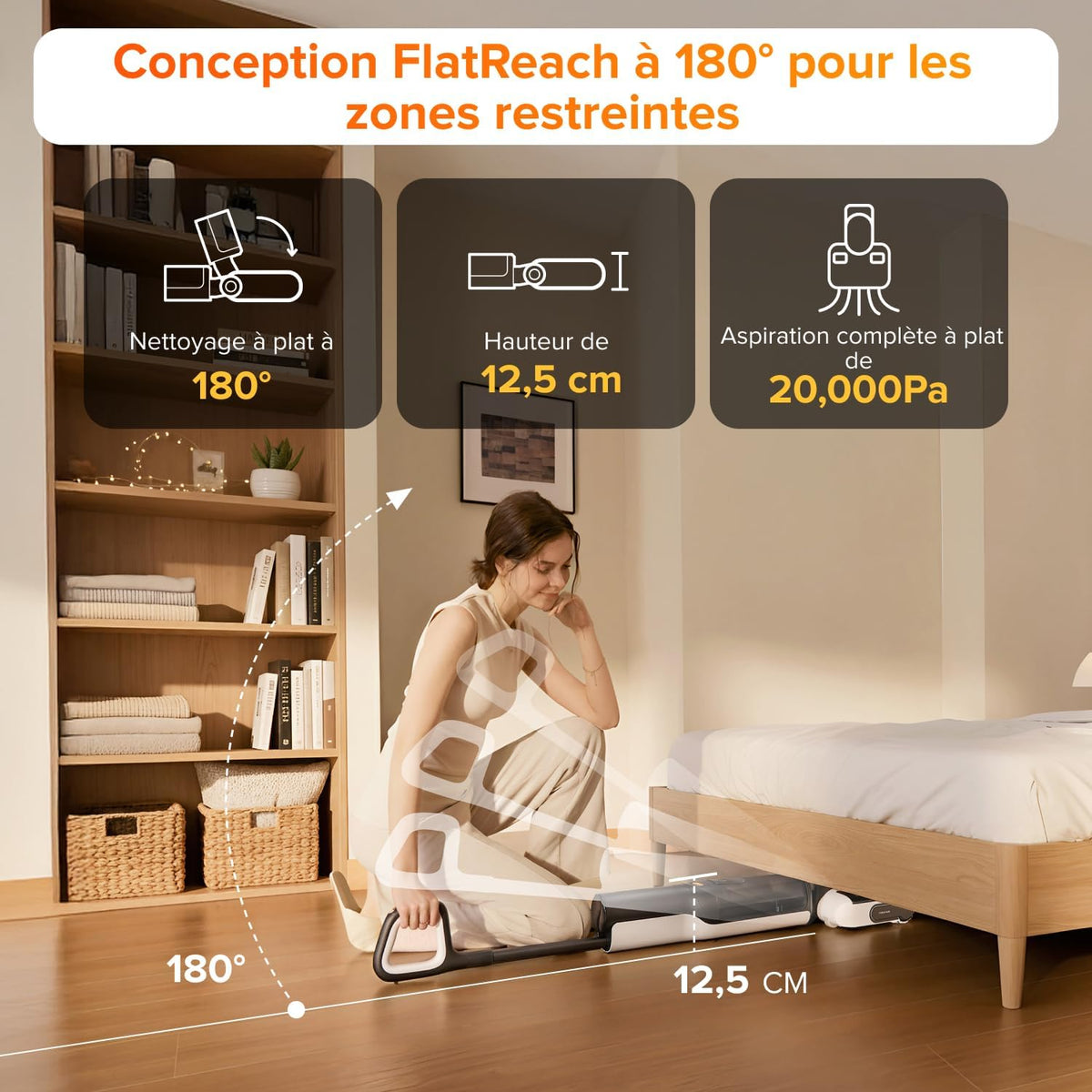 roborock F25 LT aspirateur Laveur 20 000 Pa,Autonettoyage à Haute température de 90 °C, séchage Rapide, inclinable à 180°, Nettoyage Bord à Bord pour sols durs.