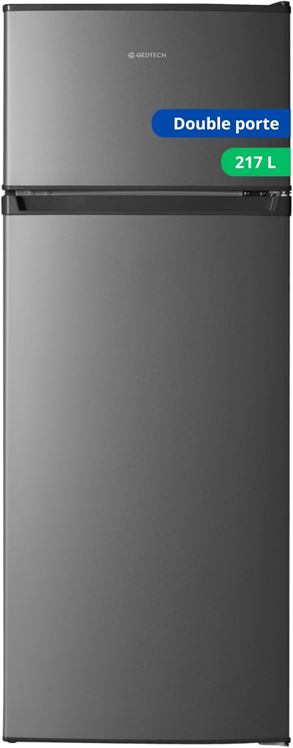 GEDTECH Refrigerateur congelateur haut - GE217DPSL Silver - capacité 217L - Classe E