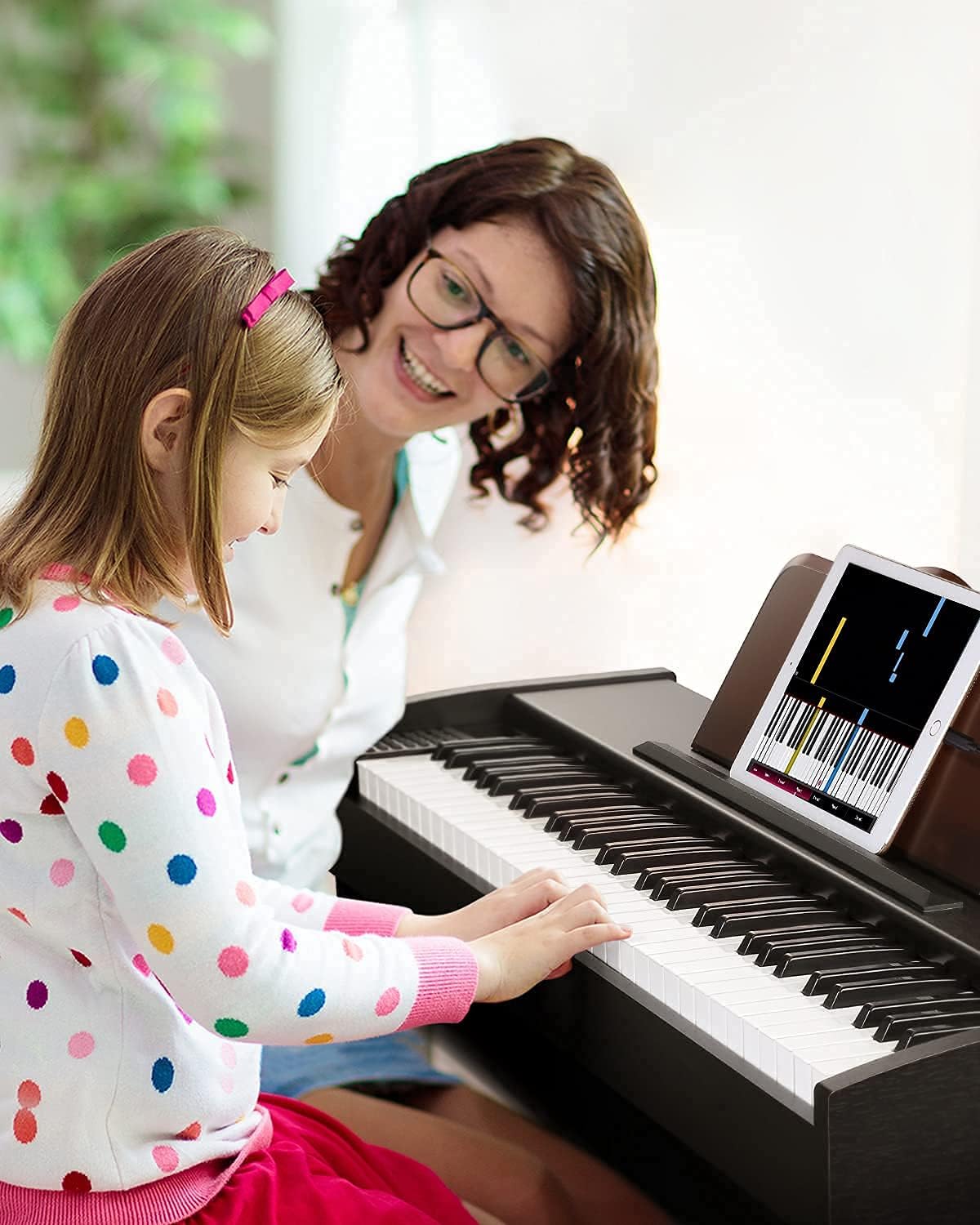 Eastar EK-10S Clavier Piano, 61 touches de taille standard Upright Clavier de Piano numérique pour les débutants avec pédale de sustain et support de livre de musique, cadeau essentiel
