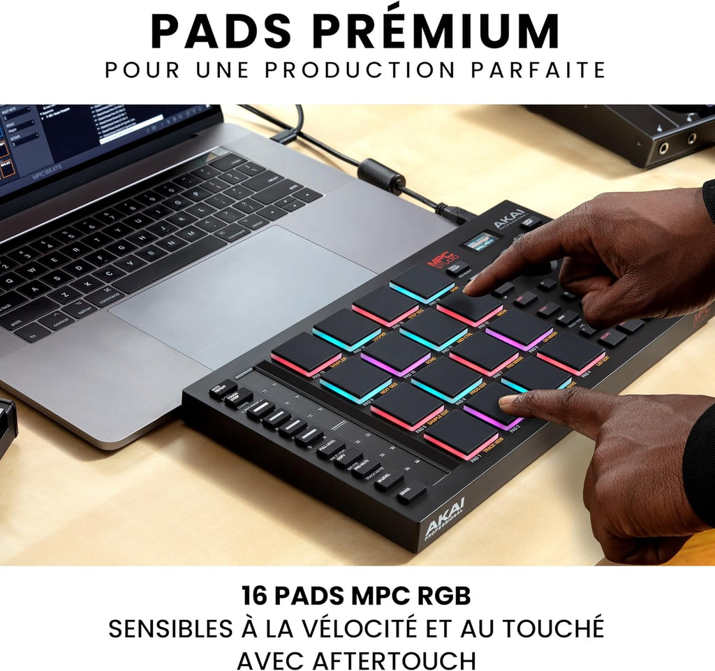 Akai Professional MPC Studio - Contrôleur MIDI Beat Maker avec 16 pads RVB sensibles à la vélocité, logiciel MPC, Touch Strip assignable et écran LCD