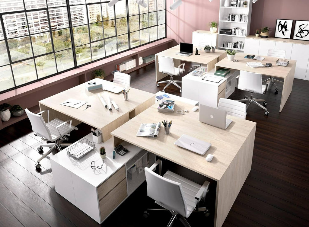 Dmora Scrivania Gardena, Positions pour Bureau ou Chambre d'enfant, Table d'étude d'angle Multi-usages, 139 x 92 x 75 cm, Bois, Chêne Blanc