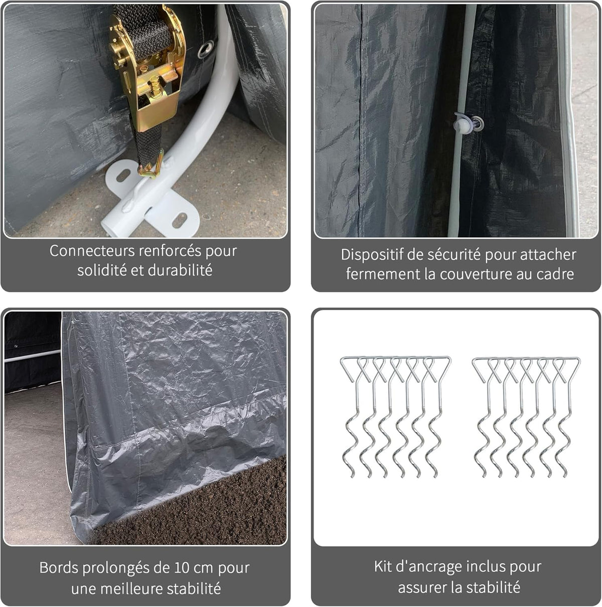 Outsunny Abri de Jardin, Tente de Stockage, 2 Portes zippées, Cadre métallique, abri de vélo, Protection Contre la Pluie légère et Le Vent, 280 x 240 x 240 cm, Gris foncé