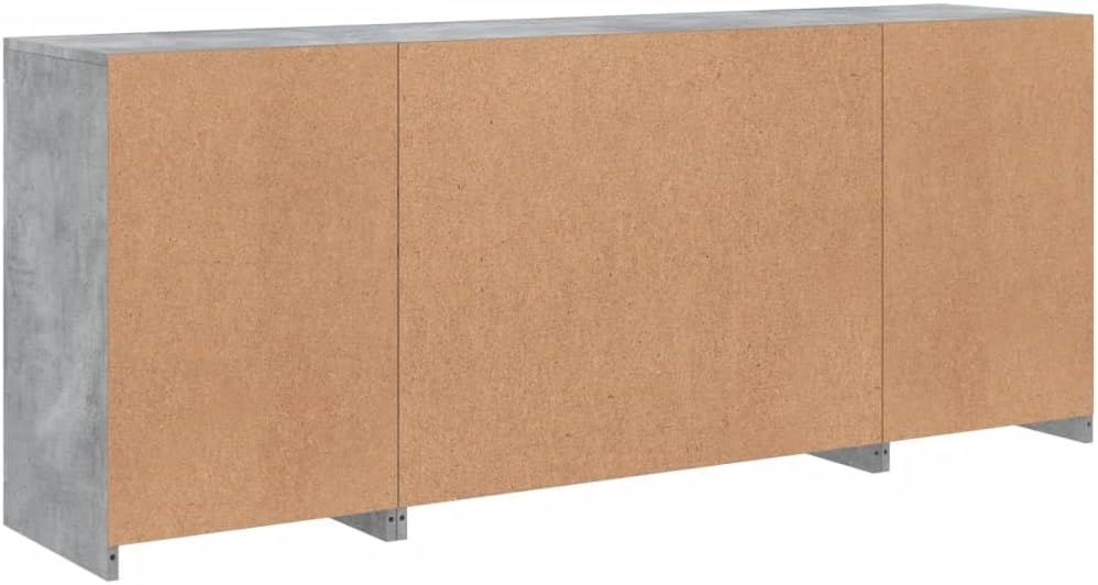 Buffet avec lumières LED gris béton 163x37x67 cm