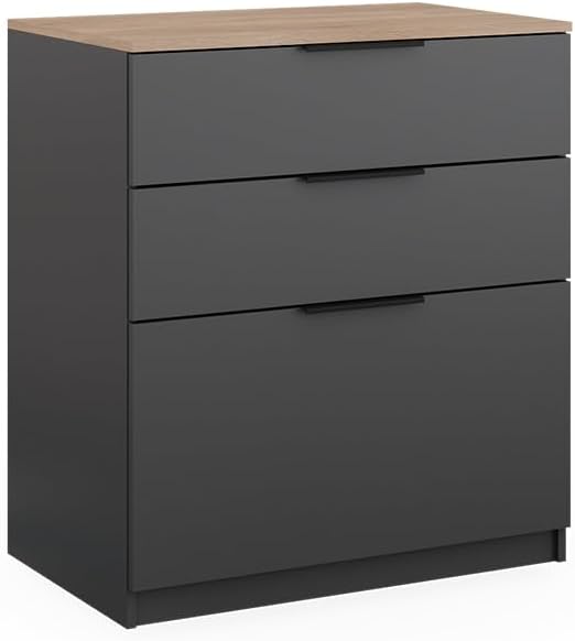 Vicco Commode avec tiroirs Betti, Anthracite/Chêne, 80 x 90 cm