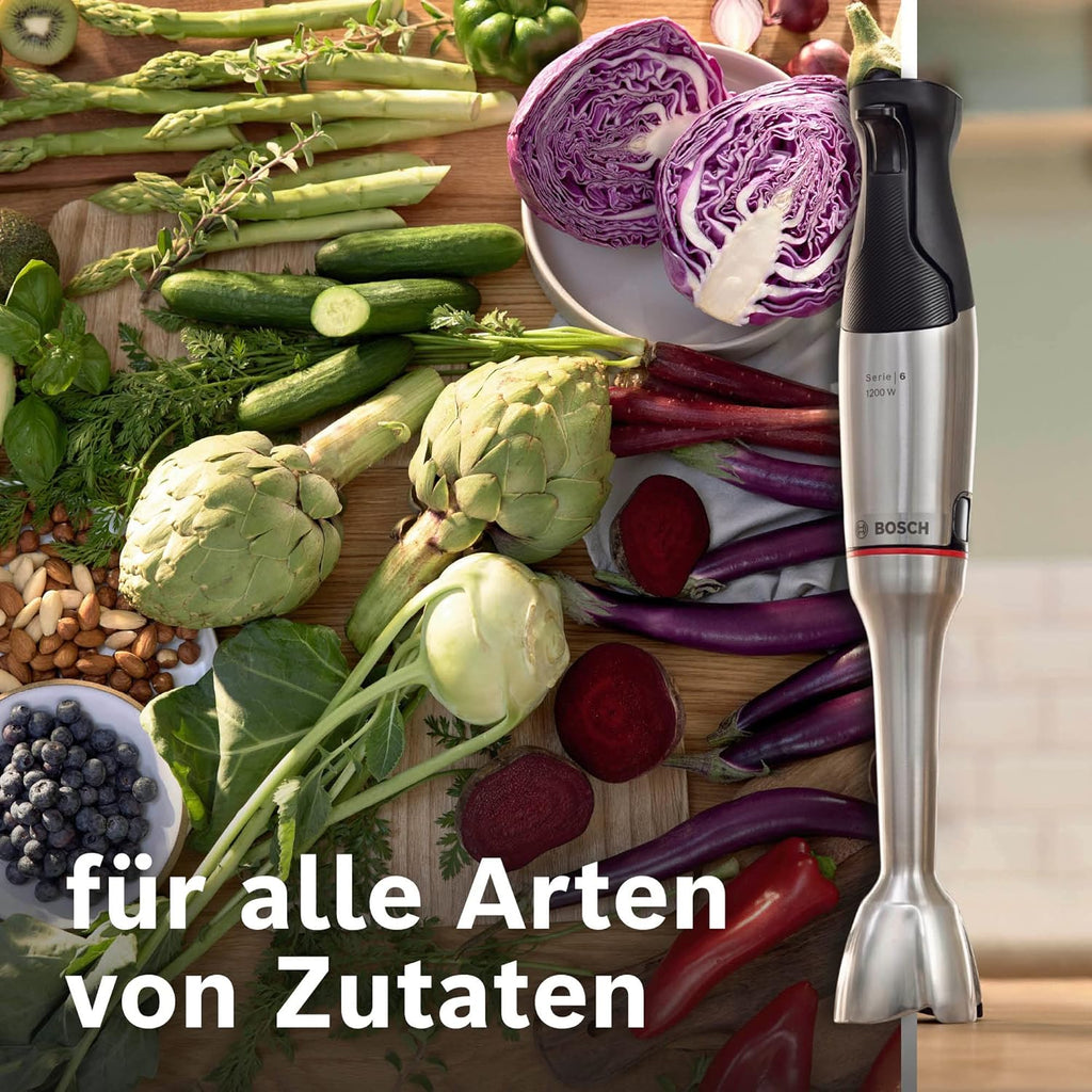 Bosch Haushalt ErgoMaster Serie 6 Mixeur plongeant 1200 W avec verre doseur, avec blender, multifonction, fouet, sans