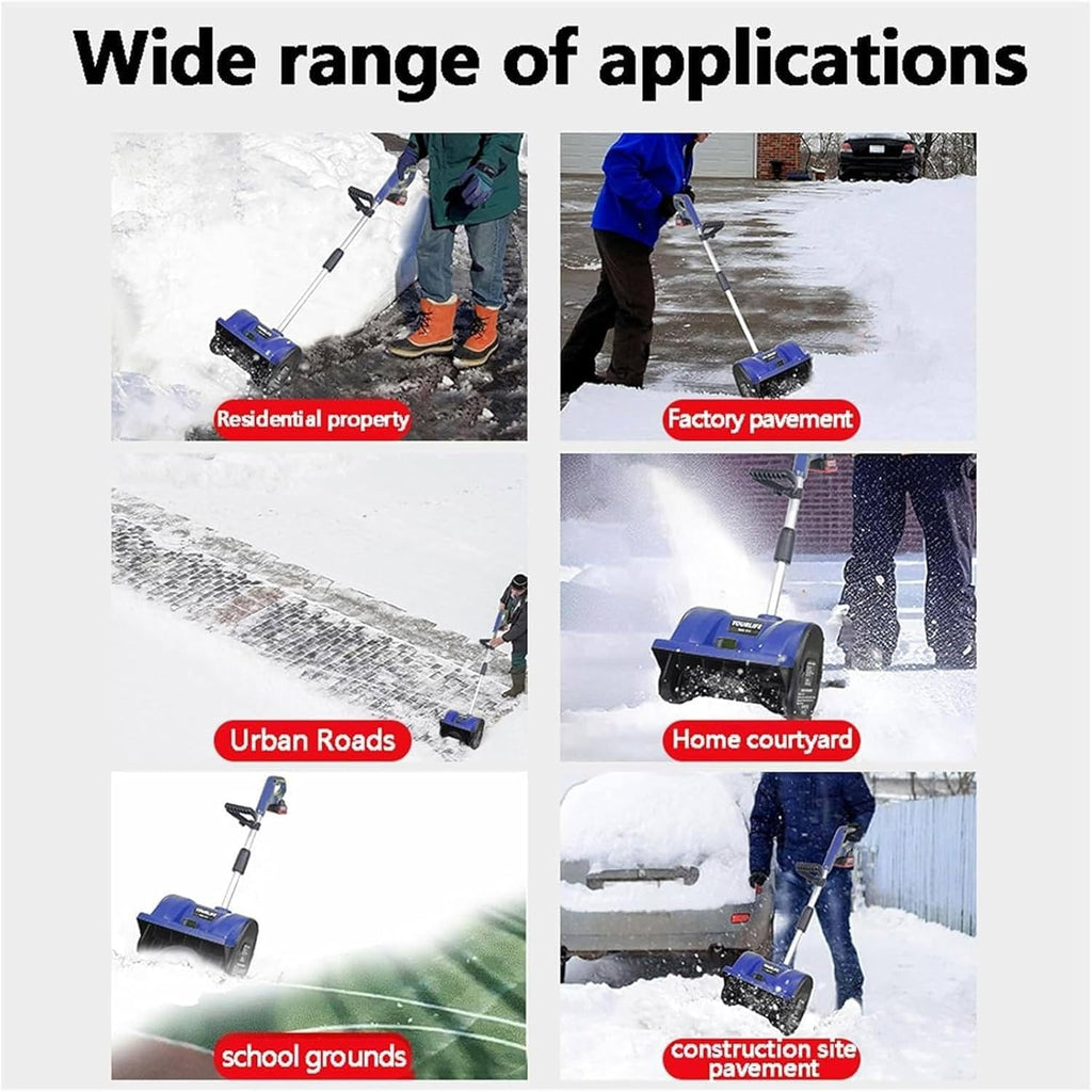 Pelle À Neige sans Fil 1200 W avec Batterie - Largeur De Déblaiement De 32 Cm, Portée De 8 M Et Profondeur De Pénétration De La Neige De 16 Cm, pour Le Déneigement des Allées,Terrasses,A,Yellow