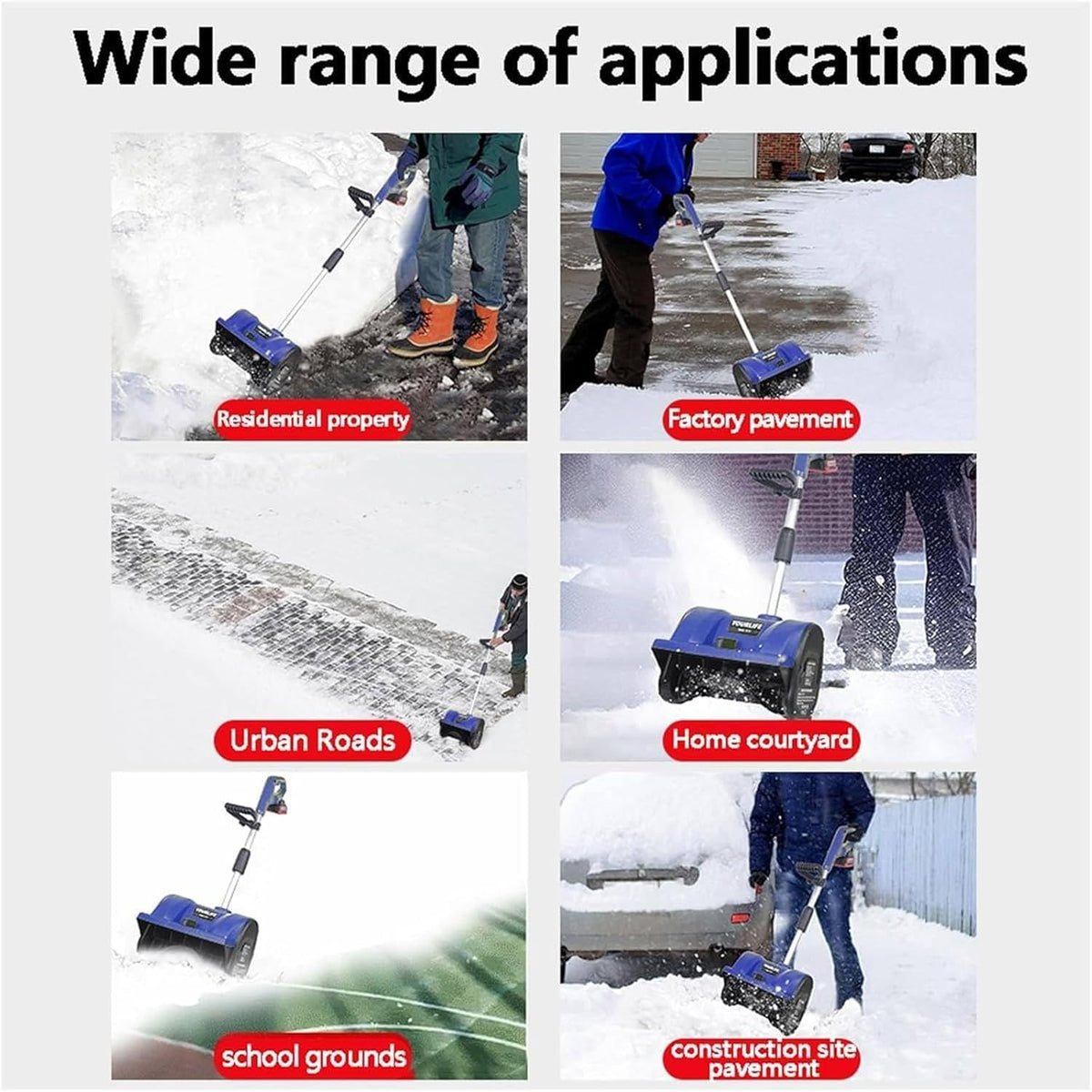 Pelle À Neige sans Fil 1200 W avec Batterie - Largeur De Déblaiement De 32 Cm, Portée De 8 M Et Profondeur De Pénétration De La Neige De 16 Cm, pour Le Déneigement des Allées,Terrasses,A,Yellow