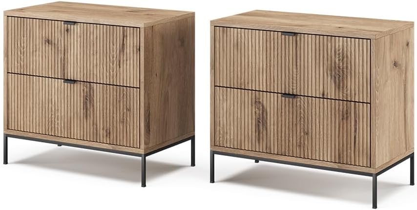 Vicco Table de Chevet Eliza, Chêne Viking, Lot de 2