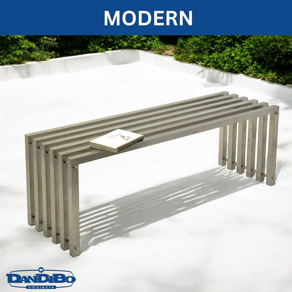 DanDiBo 96607 Banc de jardin résistant aux intempéries en acier inoxydable massif 115 cm