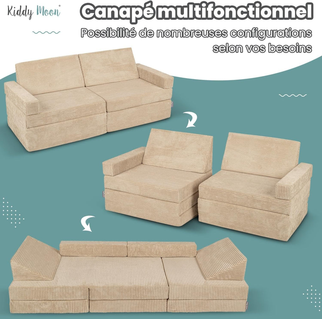 KiddyMoon Canapés Pliant pour Enfants Canapé-Lit Convertible Bébés-Canapé Lit Coucher Salle De Jeux Pliable Matelas Au Sol Mini-Canapé Chaise-Lit, Gris Clair