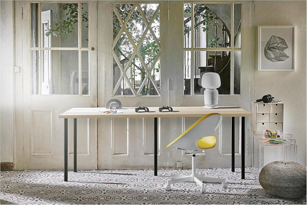 IKEA LAGKAPTEN/ADILS Bureau 200x60 cm Effet Chêne Teinté Blanc/Noir