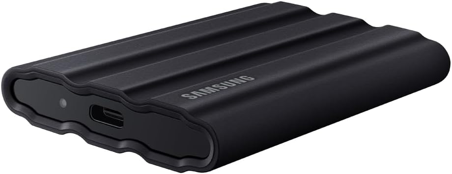 SSD Externe T7 Shield, 2 To, Noir, MU-PE2T0S/EU, vitesse de lecture/écriture jusqu'à 1050Mo/s, USB 3.2 Gen 2