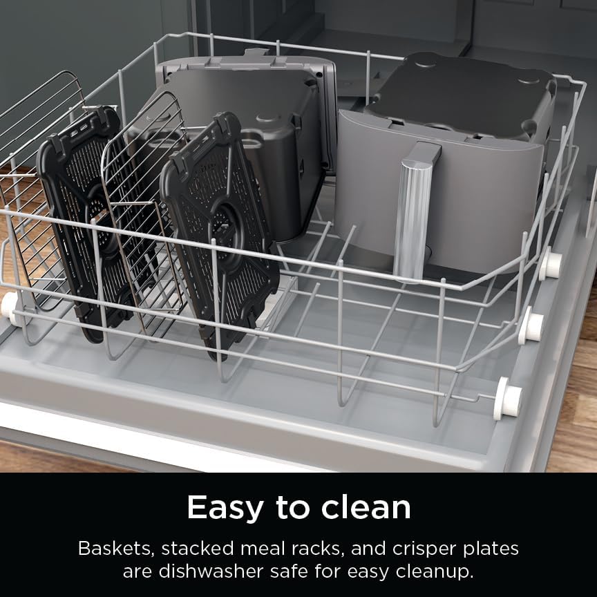 Ninja DoubleStack XL Friteuse à air intelligente avec 2 paniers, système de cuisson intelligent, technologie DoubleStack qui cuit 4 aliments à la fois, design peu encombrant, 10 litres