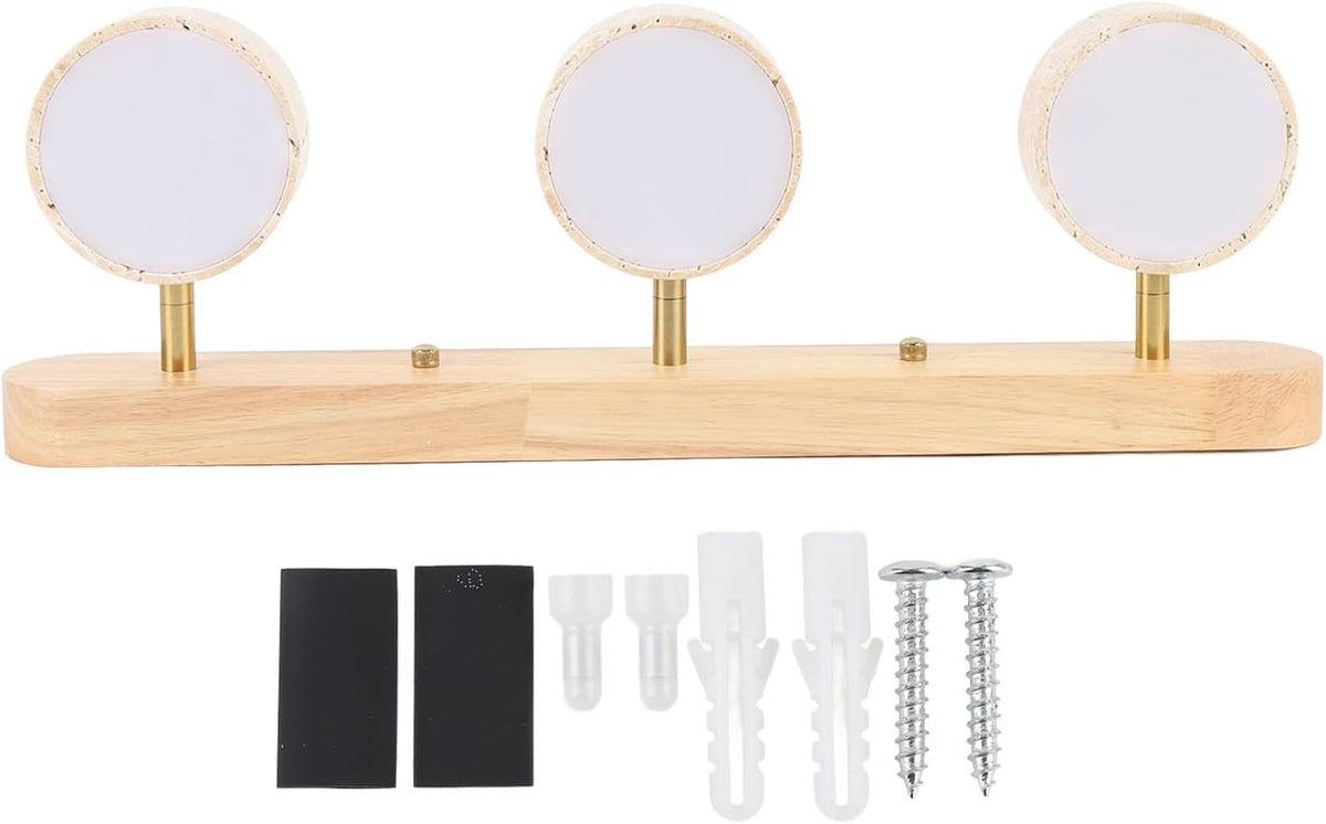 QWUUYEC Lampe de Salle de Bain en Bois Massif 3 Lumières, Applique Murale Moderne, Éclairage Chaud pour Miroir - Installation Fixe, Design Élégant, Ambiance Conviviale pour Entrée et