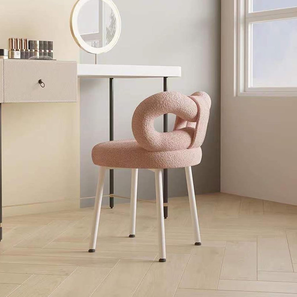 Chaise de Coiffeuse, Tabouret pour Coiffeuse Moderne avec Dossier, Siège Rembourré en Velours, Chaises de Salle à Manger rembourrées pour Salon(White)