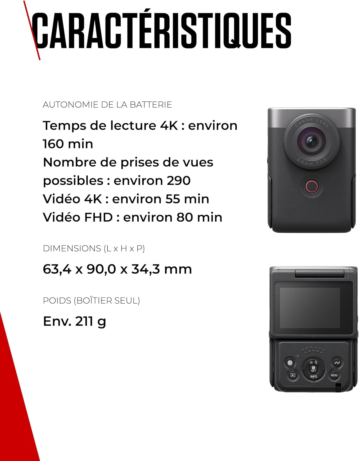 Canon PowerShot V10 Vlogging Starter Kit – Conçu pour Les Vloggers d’entrée de Gamme, cet Appareil Photo vlogging 4K Tout-en-Un Qui se Glisse Facilement dans la Poche, Argent