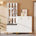Merax Ensembles de Meubles pour Entrée, Moderne Meuble Entree Couloir avec Meuble à Chaussures et Coussins, Blanc