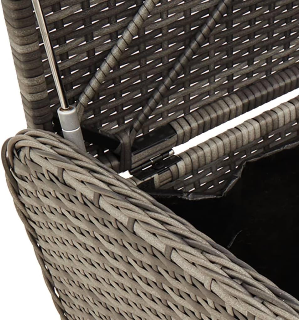 Canditree Banc de Rangement Extérieur avec Coussin, Coffre de Rangement en Résine Tressée pour Jardin Patio, 115 cm (Gris)