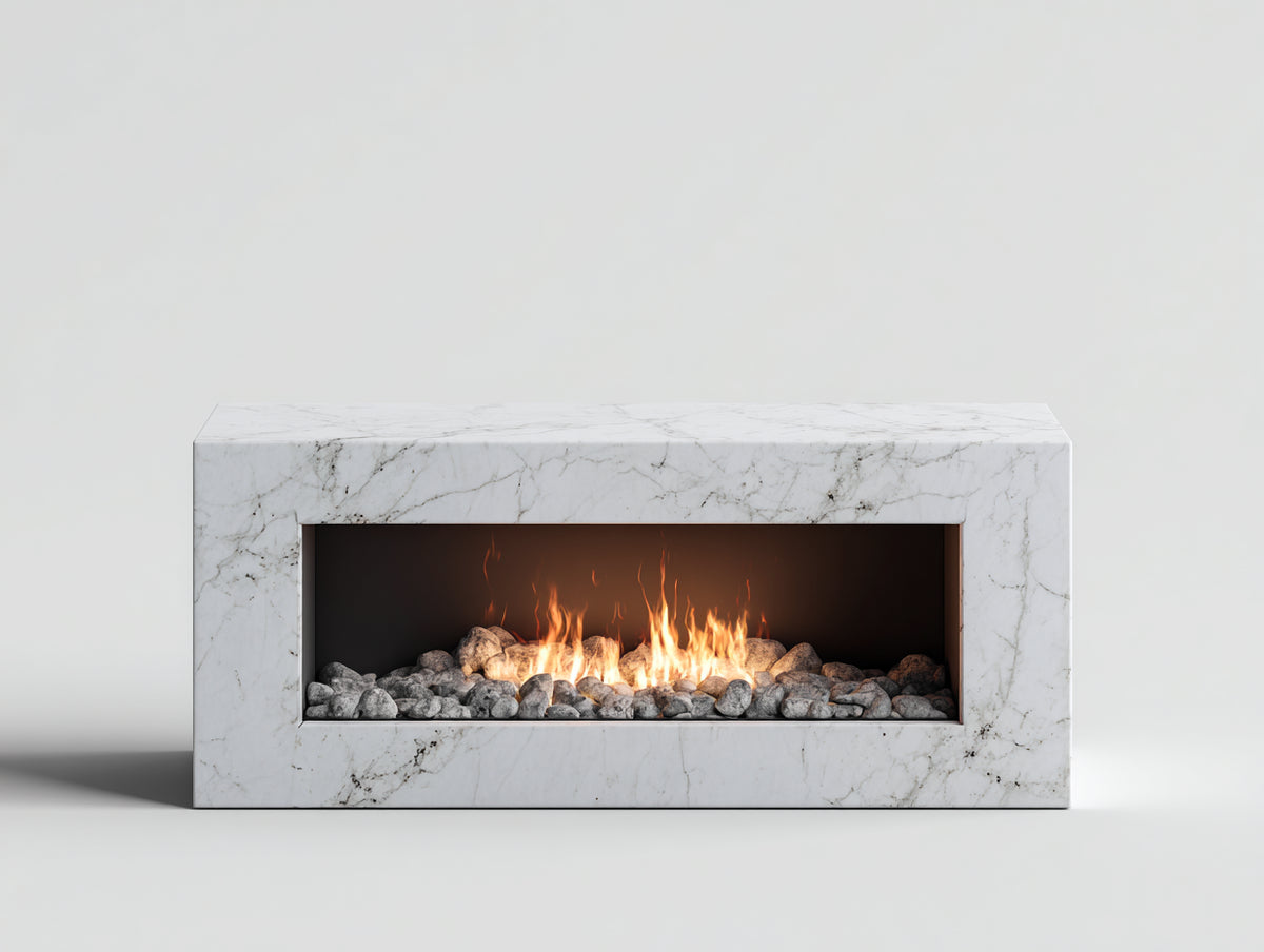 Cheminée électrique en marbre 160x45x60 cm - blanc - design contemporain pour intérieur