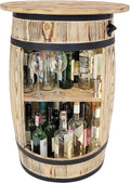 weeco Baril en Bois Massif avec Plateau et éclairage LED - Meuble Bar Rustique pour Bouteilles - Table décorative pour Salon pour Homme et Femme - 80x50 cm