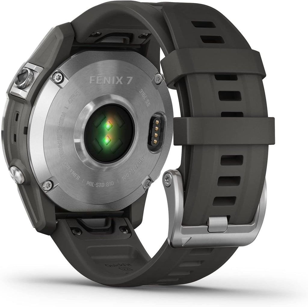Fenix 7 - Montres GPS Multisports connectée Haute Performance - Silver avec Bracelet Gris - Boitier 47mm (Reconditionné)