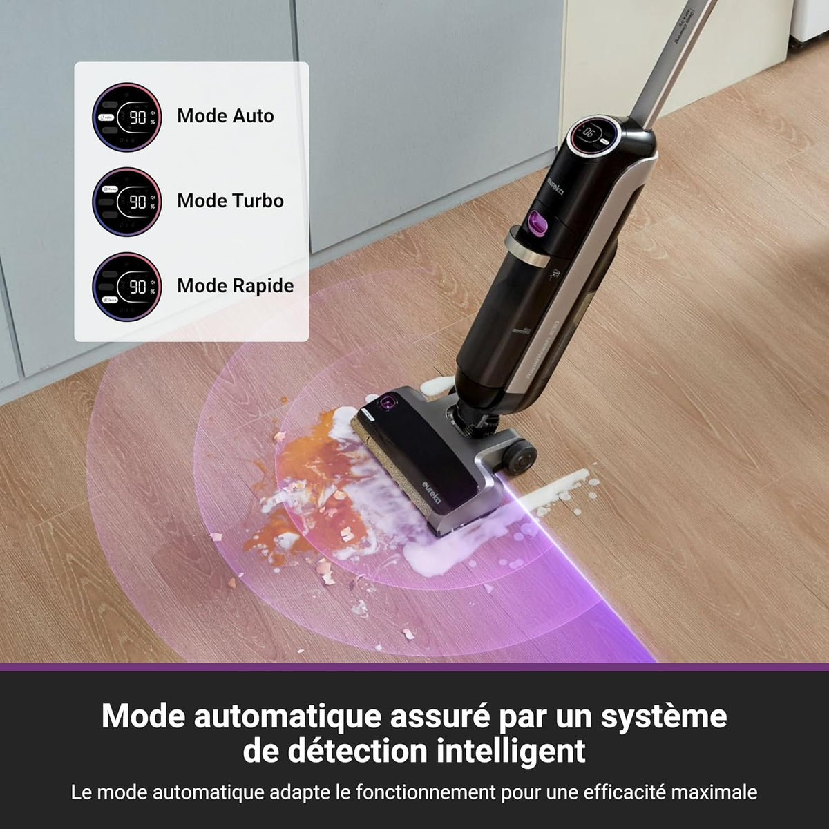 Eureka RapidWash NEW630 Gen2 Aspirateur Laveur, Séchage Air Chaud 50℃, Anti-Emmêlement, Inclinaison au Plat, Autonomie de 38 Minutes. pour Sols Durs