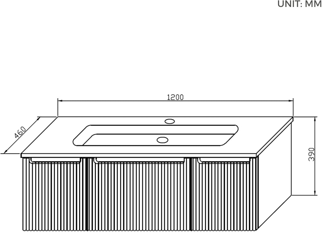 BRIDGE BENO Meuble-Lavabo Mural De 120 cm avec Lavabo en Résine Minérale, Tiroir Et Porte, Ultra-Mince, Fermeture en Douceur, Accent Nervuré, Adapté Aux Grandes Salles De Bains, Forest Walnut