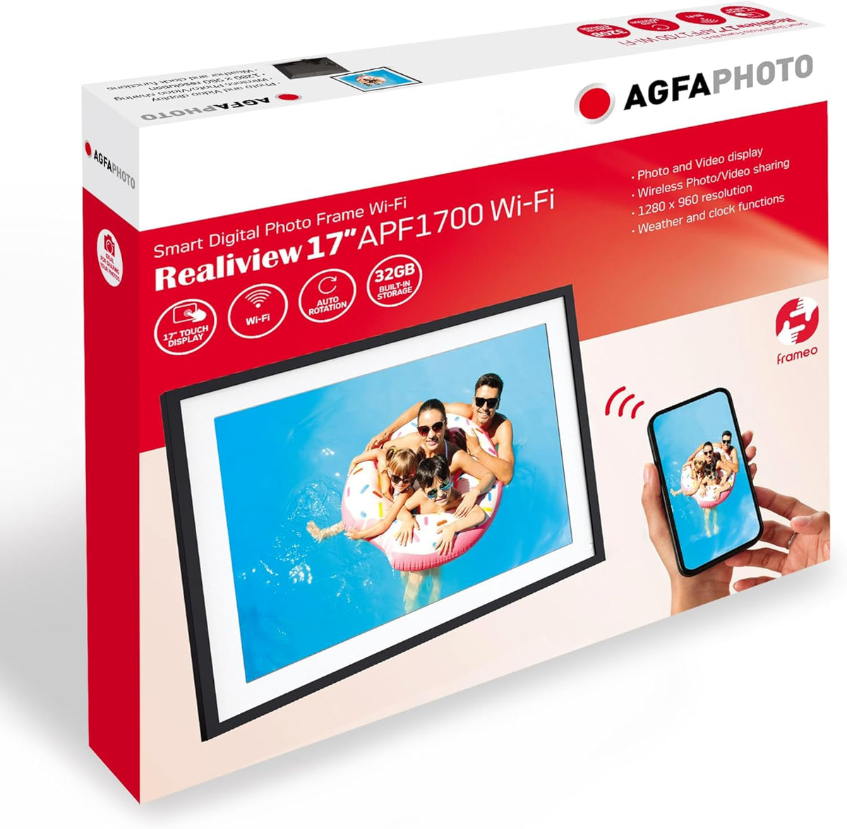 AGFAPHOTO Cadre Photo numérique 17 Pouces Realiview APF1700WIFI
