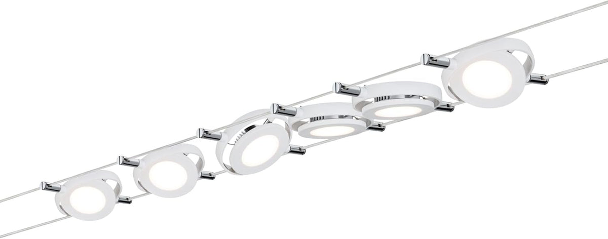 Paulmann 94106 SystÃsme de câbles CC RoundMac LED 6x4W, Blanc mat, 230/12V CC, 36VA, Métal