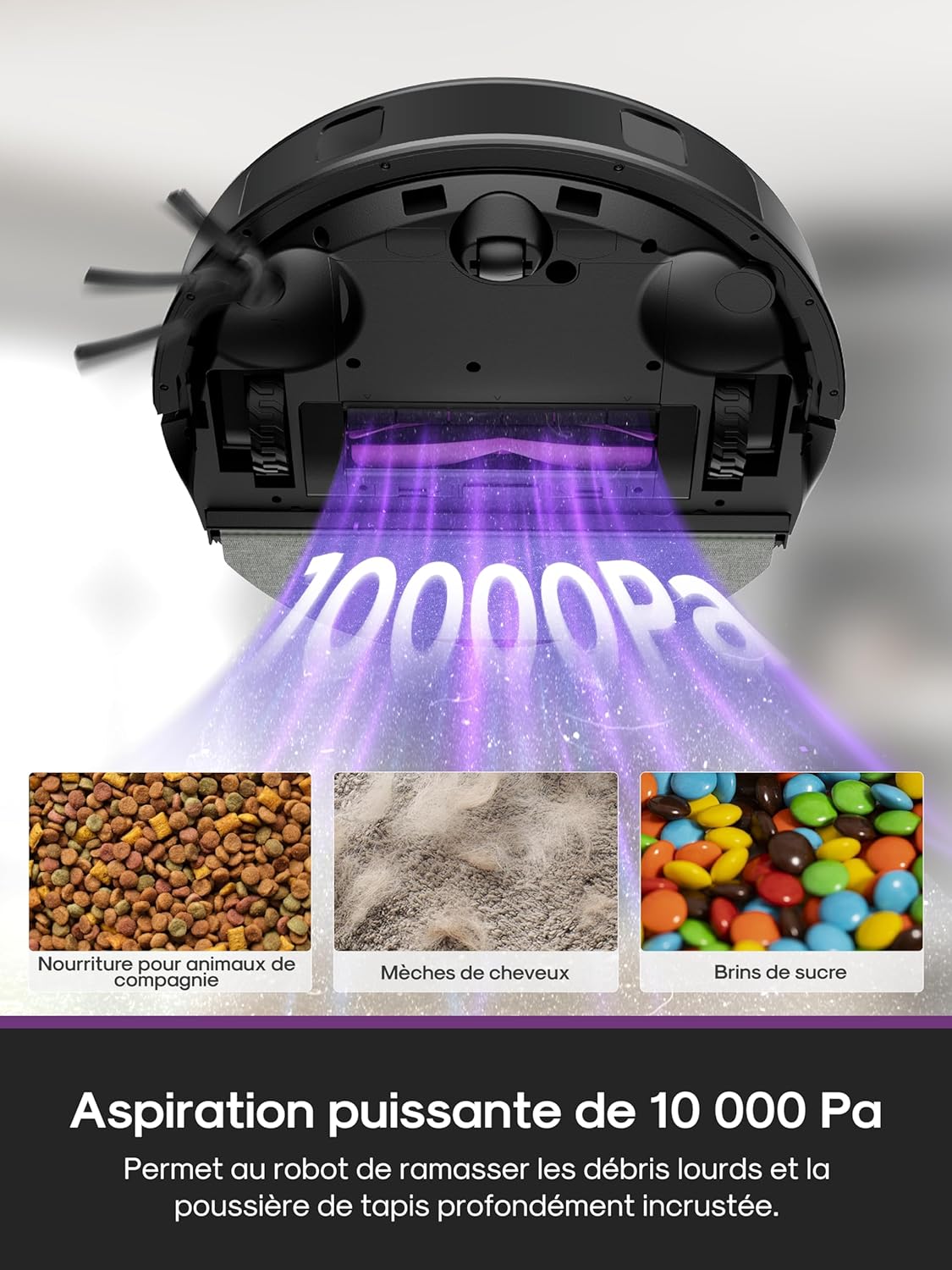 Eureka E20 Evo Plus Robot Aspirateur Laveur avec Station sans Sac Aspiration 10000 Pa Aspirateur Robot Autovidange, Anti Enchevêtrement pour Cheveux Poils d'animaux, Soulèvement de Serpillière 10mm