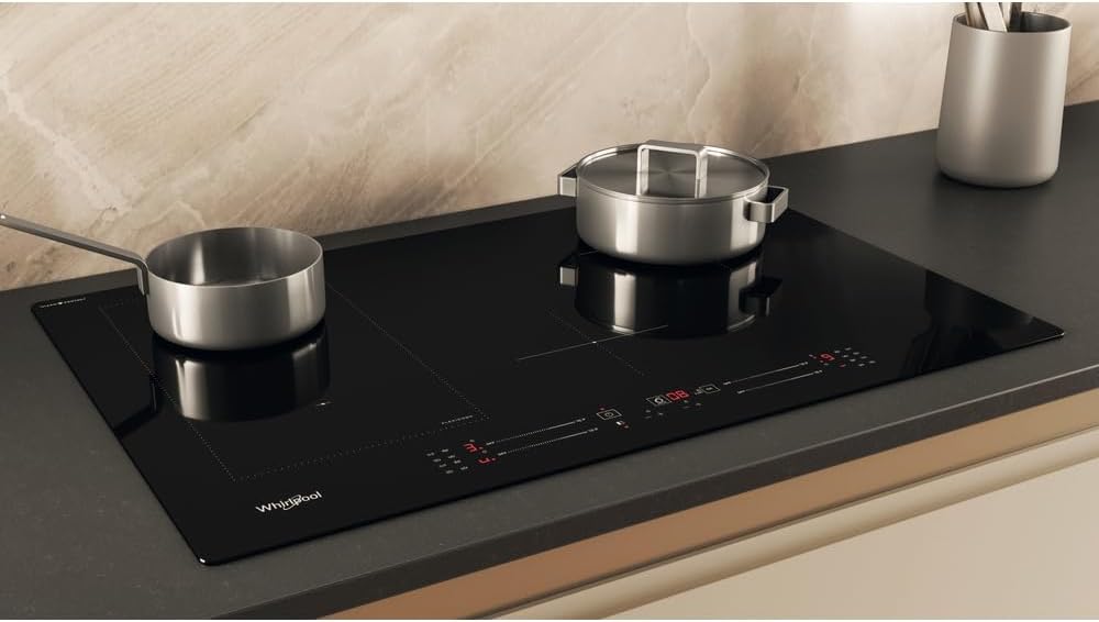 Plaque de cuisson induction 4 feux largeur 77 cm vitrocéramique technologie FlexiCook couleur Ner