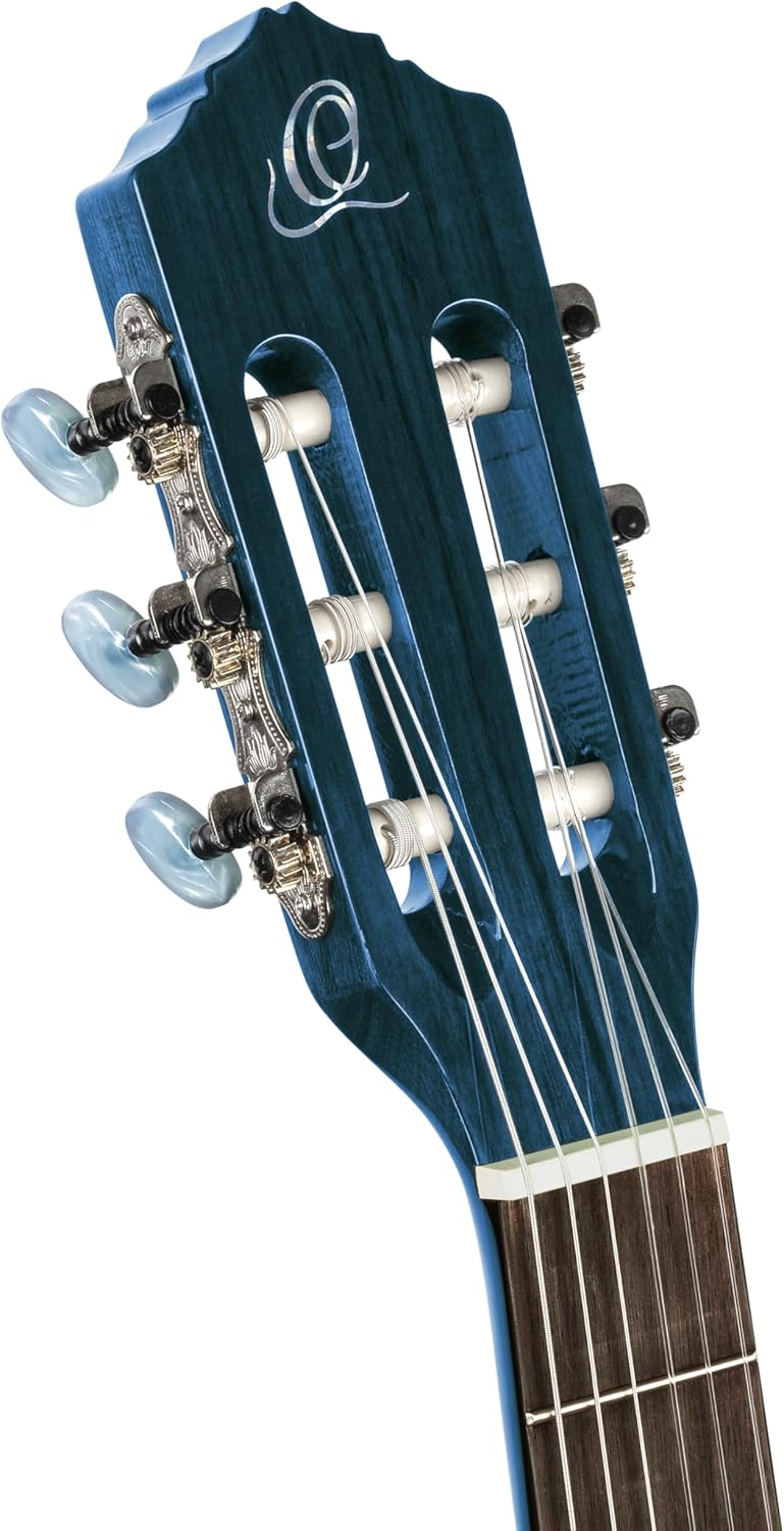 Ortega Guitars Guitare Classique 4/4 - Slim Neck - Family Series - Housse Incluse - Épicéa / Acajou, Bleu R121SNOC