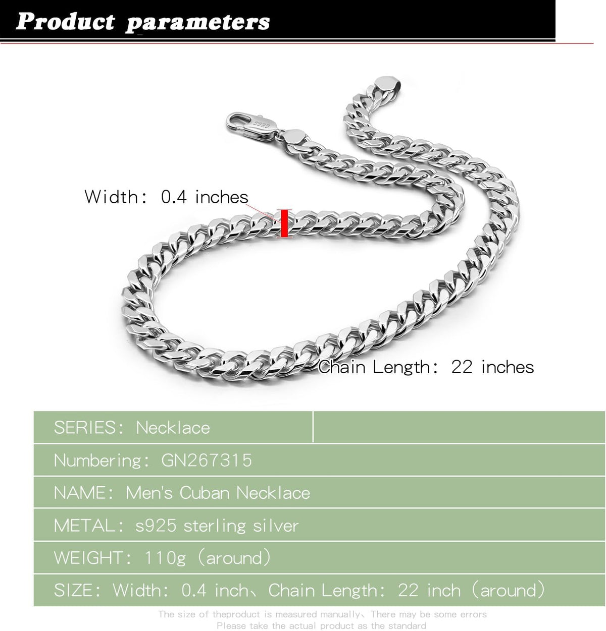 Dankadi Collier Cubain Large 8-10-12MM Massif en 925 Argent, Chaîne Cubaine Maille Lisse et Cannelure 16" à 30" Cadeau de Bijoux Classique Rock Punk Hip Pop Miami pour Homme