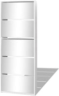 vidaXL Meuble à Chaussures 5 Étagères et Miroir, Meuble de Rangement, Organisateur de Chaussures Salon Salle de Séjour Intérieur, Blanc