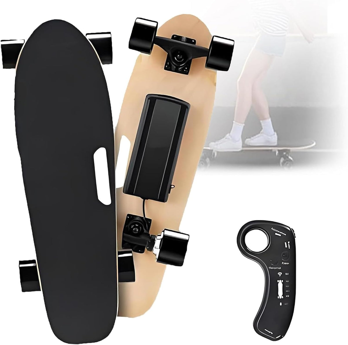 NYANS Skateboard Électrique Urbain pour Adultes, 3 Vitesses, Autonomie 8 km, Idéal pour Les Débutants (Enfants, Ados, Adultes, Débutants, Filles Et Garçons)