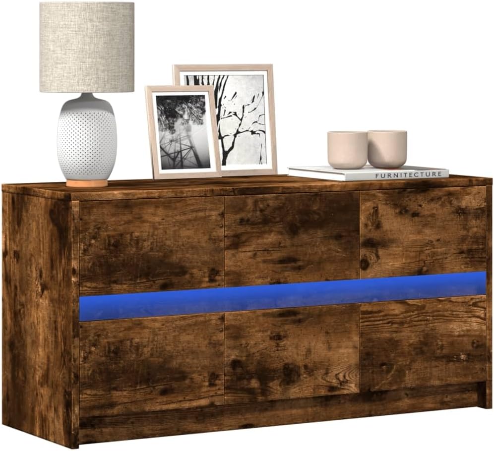 Festnight Meuble TV LED Meuble TV 100 cm Banc TV Table TVTable Television Salon Meubles pour Audio/vidéo Meuble de Salon-Chêne fumé-100 cm