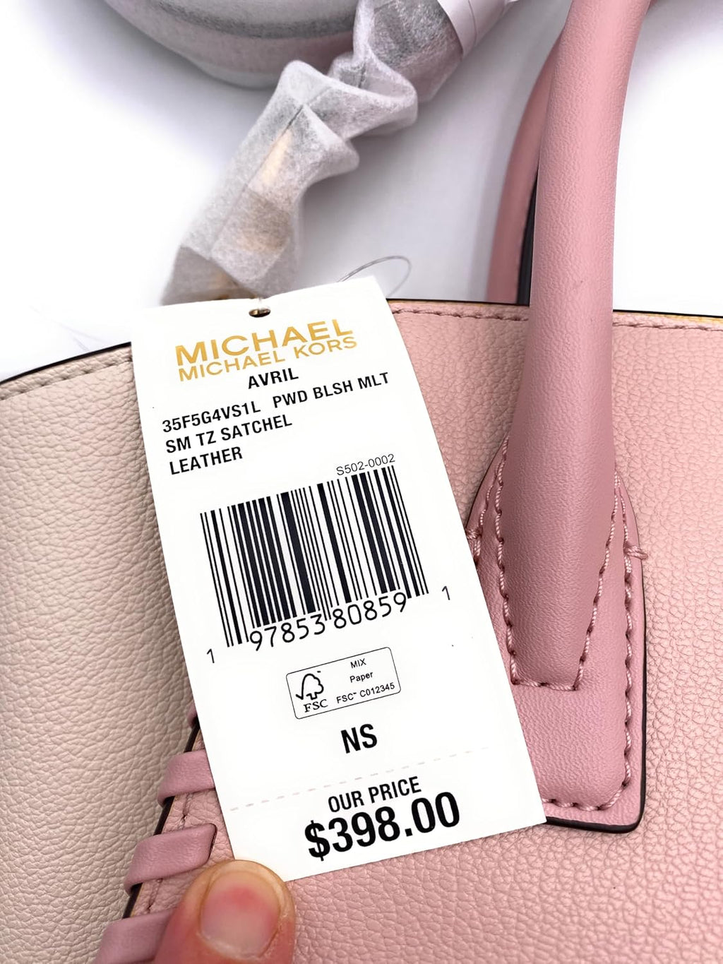 Sac pour femme I Satchel I Sac à main I Sac à bandoulière I Modèle : AVRIL I Rosé I 30 x 20 x 12 cm (l x H x P) I Logo MK I Matelassé I Sac pour femme