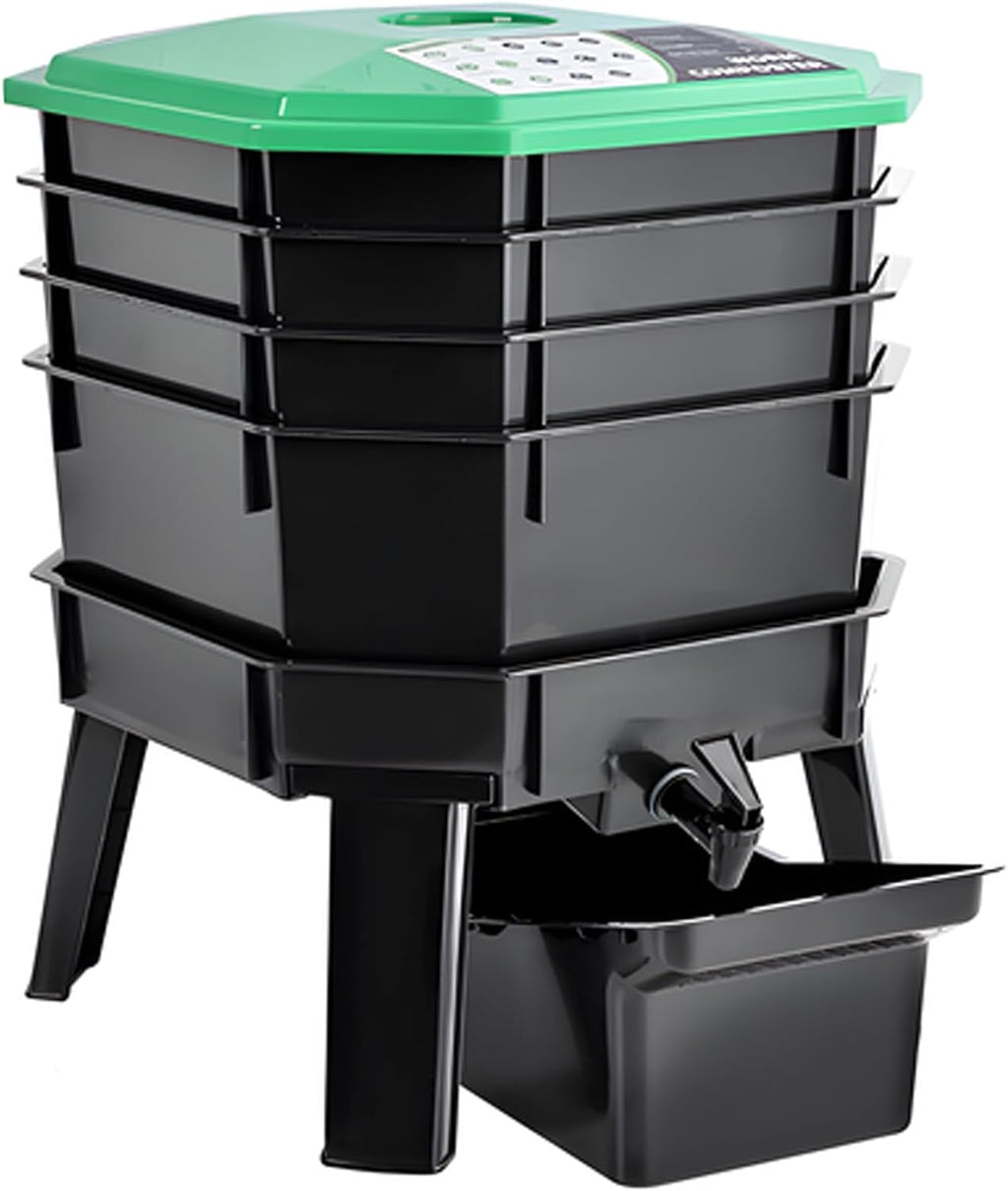 Kit de composteur avec système de drainage pour recyclage efficace des déchets alimentaires et vermiculture
