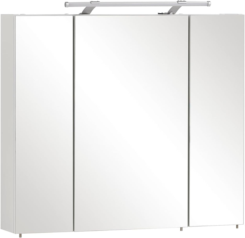 Schildmeyer 125353 Armoire De Toilette avec Miroir, Matériau Dérivé du Bois, Blanc, 80 x 75 x 16 cm