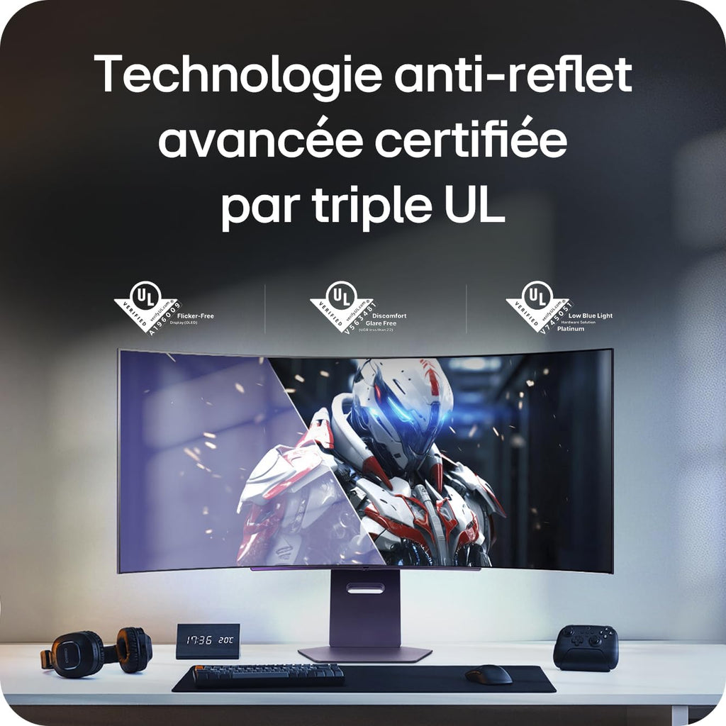 Ultragear™ 34GX900A-B.AEU Ecran PC Gaming 34" - Dalle OLED résolution QHD (3440 x 1440), 0,03ms 240Hz, DisplayHDR™400 True Black, DCI-P3 98.5% (CIE1976), FreeSync Premium Pro, G-Sync Compatible