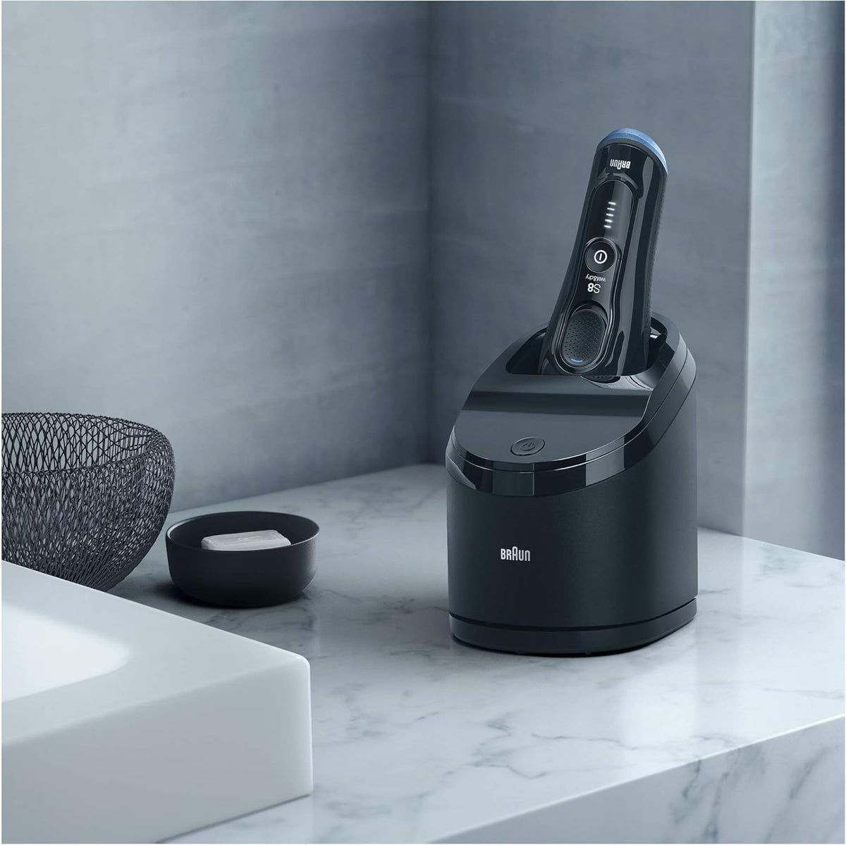 Braun Series 8 8385cc Nouvelle Génération, Rasoir Électrique Barbe Homme, Station Clean&Charge, Étui Tissu, Noir, Idée Cadeau Homme