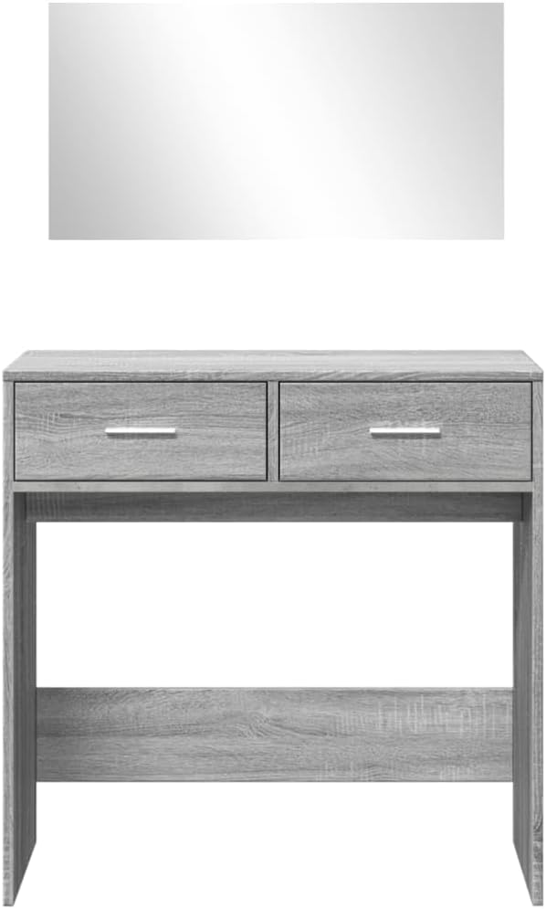 WKIEQACO Coiffeuse avec miroir gris Sonoma 80 x 39 x 80 cm Armoires et meubles de rangement pour chambre à coucher